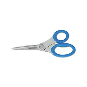 SCISSORS, SOFT HANDLE, ANTIMICROBIAL PROTECTION, 8" STRAIGHT, BLUE