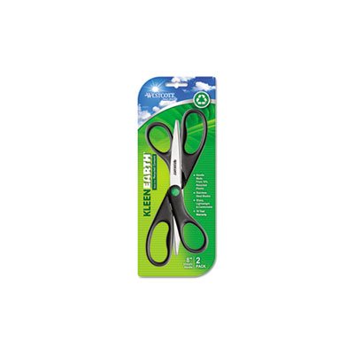 SCISSORS, KLEENEARTH, RECYCLED, 8" LONG, BLACK, 2 / PACK