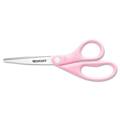 SCISSORS, ALL-PURPOSE, BREAST CANCER AWARENESS WITH BCA PIN, 8" LONG, PINK