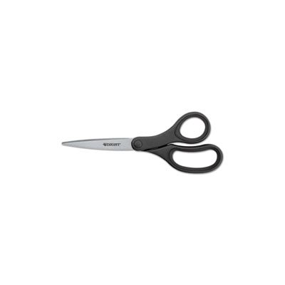 SCISSORS, KleenEarth, Basic Plastic Handle, 8" Long, Pointed, Black, 3 / Pack