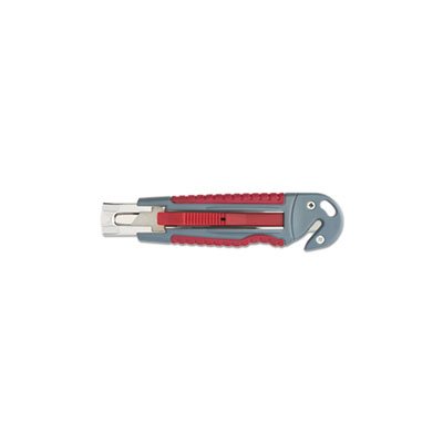 UTILITY KNIFE, Titanium, Auto-Retract, Carton Slicer, Gray / Red, 3 1 / 2" Blade