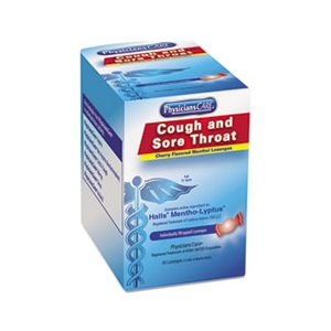 Cough and Sore Throat Medication, Cherry Menthol Lozenges, 50 Individually Wrapped per Box