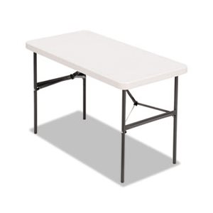 Table, Banquet, Rectangular, Folding, Radius Edge, 48"w x 24"d x 29"h, Platinum / Charcoal