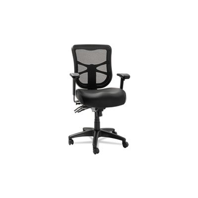 CHAIR, ALERA ELUSION SERIES, MESH, MID-BACK, MULTIFUNCTION, BLACK LEATHER