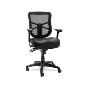 CHAIR, ALERA ELUSION SERIES, MESH, MID-BACK, MULTIFUNCTION, BLACK LEATHER