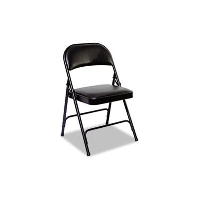 CHAIR, STEEL, FOLDING, TWO-BRACE SUPPORT, PADDED, BLACK, 4 / CARTON