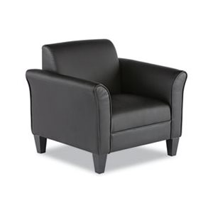 CHAIR, ALERA RECEPTION LOUNGE SERIES, CLUB, BLACK / BLACK LEATHER