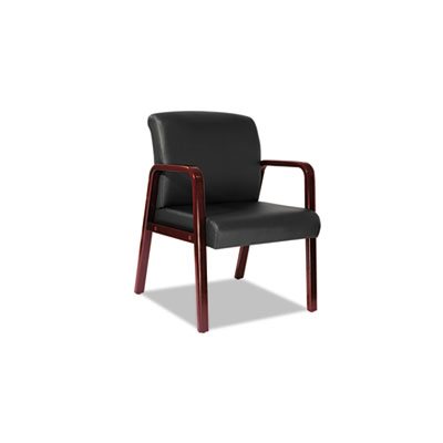 CHAIR, ALERA RECEPTION LOUNGE SERIES, GUEST, CHERRY / BLACK LEATHER