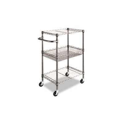 CART, THREE-TIER, WIRE, ROLLING, 28"w x 16"d x 39"h, BLACK ANTHRACITE