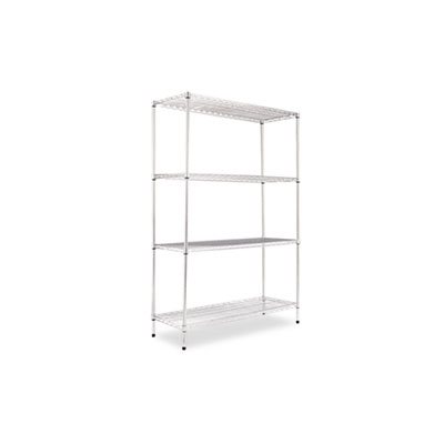 Industrial Heavy-Duty Wire Shelving Starter Kit, 4-Shelf, 48"w x 18"d x 72"h, Silver