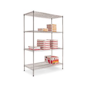 Industrial Heavy-Duty Wire Shelving Starter Kit, 4-Shelf, 48"w x 24"d x 72"h, Silver