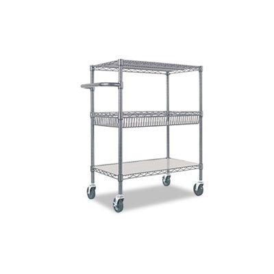 CART, Three-Tier, WIRE, Rolling, 34"w x 18"d x 40"h, Black Anthracite