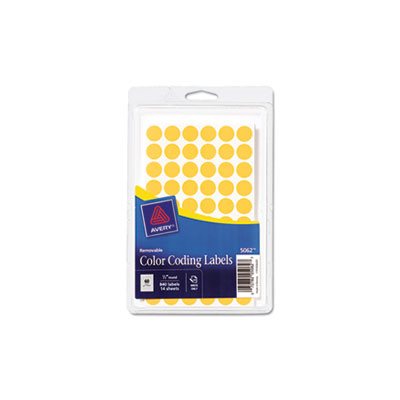 LABELS, COLOR-CODING, ROUND, HANDWRITE ONLY, REMOVABLE, .5" dia, NEON ORANGE,840 / PK