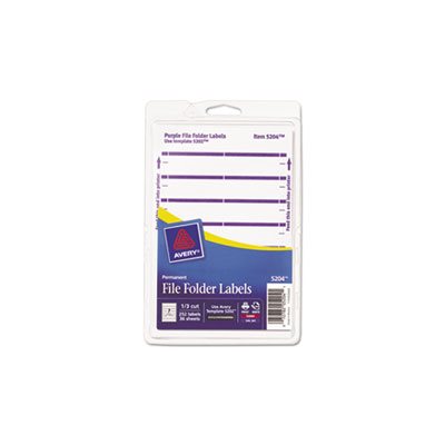 FILE LABELS, PRINT OR WRITE, .6875" x 3.4375, WHITE / PURPLE BAR, 252 / PK