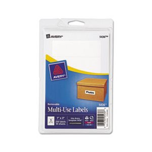 LABELS, REMOVABLE, MULTI-USE, 1" x 3", WHITE, 250 / PK