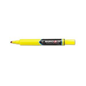 MARKER, PERMANENT, Marks-A-Lot, Large Desk-Style, Chisel Tip, Yellow, Dozen