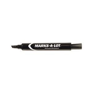 MARKER, PERMANENT, Marks-A-Lot, Large Desk-Style, Chisel Tip, Black, Dozen