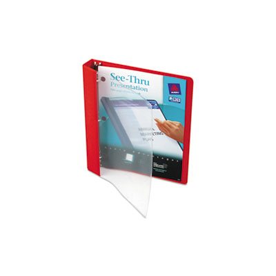 BINDER, See-Thru View, w /  Round Rings, 11" x 8.5", 1" CAPACITY, Red