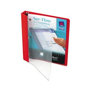 BINDER, See-Thru View, w /  Round Rings, 11" x 8.5", 1" CAPACITY, Red