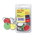 KEY TAGS, Card Stock, Metal Rim, 1.25" dia, Assorted Colors, 50 / PK