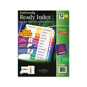 DIVIDERS, Ready Index, Customizable, Table of Contents, Assorted, 12-Tab, Letter, 3 Sets