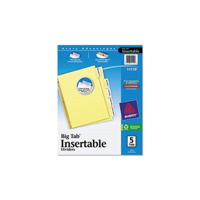 DIVIDERS, Insertable, Big Tab, 5-Tab, Letter