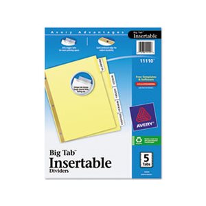 DIVIDERS, Insertable, Big Tab, 5-Tab, Letter