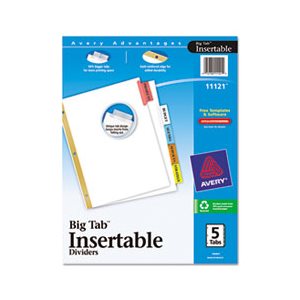 DIVIDERS, Insertable, Big Tab, 5-Tab, Letter