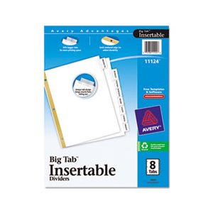 DIVIDERS, Insertable, Big Tab, 8-Tab, Letter