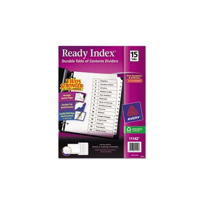 DIVIDERS, Ready Index, Customizable, Table of Contents, Black & White, 15-Tab, LETTER