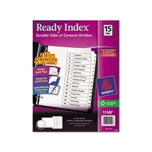 DIVIDERS, Ready Index, Customizable, Table of Contents, Black & White, 15-Tab, LETTER