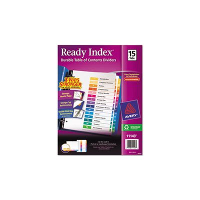 DIVIDERS, Ready Index, Customizable, Table of Contents, Multi-color, 15-Tab, Letter