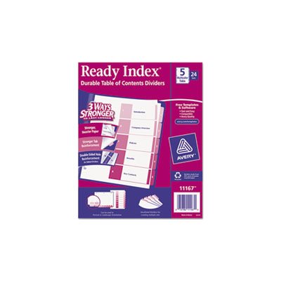 DIVIDERS, Ready Index, Customizable, Table of Contents, MULTI-COLOR, 5-Tab, LETTER, 24 Sets