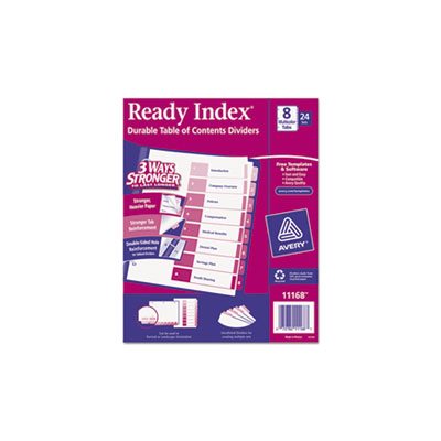 DIVIDERS, Ready Index, Customizable, Table of Contents, MULTI-COLOR, 8-Tab, LETTER, 24 Sets