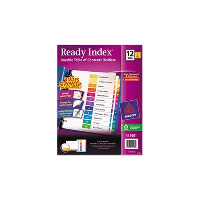 DIVIDERS, Ready Index, Customizable, Table of Contents, MULTI-COLOR, 12-Tab, LETTER, 6 Sets