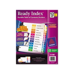 DIVIDERS, Ready Index, Customizable, Table of Contents, MULTI-COLOR, 12-Tab, LETTER, 6 Sets