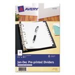 DIVIDERS, Pre-printed Tab, 12-Tab, 8.5" x 5.5"