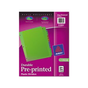 DIVIDERS, Pre-printed, Plastic Tab, 12-Tab, Letter, Jan-Dec