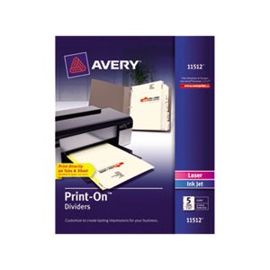 DIVIDERS, PRINT-ON, 3-HOLE PUNCHED