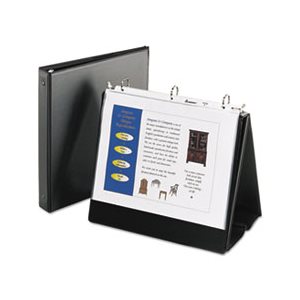 Easel Presentation Durable Binder, 1" Round Rings, Holds 11" x 8.5" Paper, Black