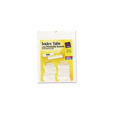 INDEX TABS, Insertable, Printable Inserts, 1", Clear Tab, 25 / PK