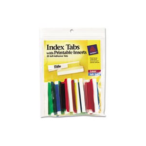 INDEX TABS, Insertable, Printable Inserts, 2", Assorted Tab, 25 / Pk