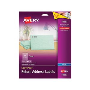 Clear Easy Peel Return Address Labels, Inkjet, 1 / 2 x 1 3 / 4, 800 / Pack