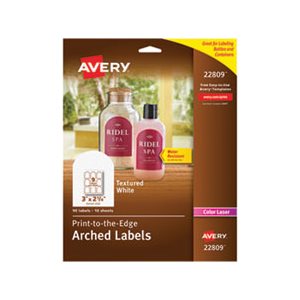 Textured Arched Print-to-the-Edge Labels, 3 x 2 1 / 4, White, 90 / Pack