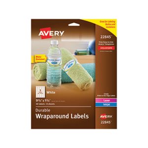 LABELS, Durable, Wraparound, Printer, 9.75" x 1.25", White, 40 / Pk