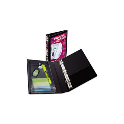 Mini Protect & Store View Binder w / Round Rings, 8 1 / 2 x 5 1 / 2, 1" Cap, Black