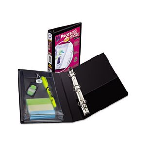 Mini Protect & Store View Binder w / Round Rings, 8 1 / 2 x 5 1 / 2, 1" Cap, Black