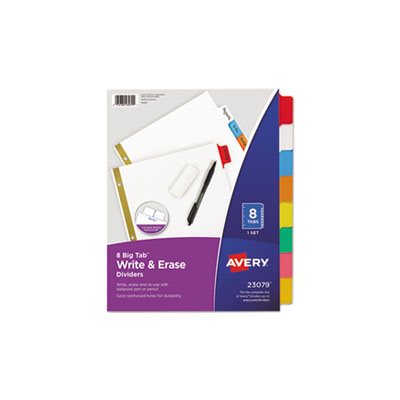 DIVIDERS, Write & Erase, Big Tab, Paper, 8-Tab, Letter