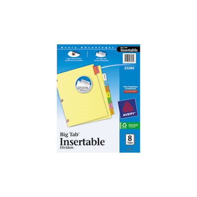 Insertable Big Tab Dividers, 8-Tab, Letter