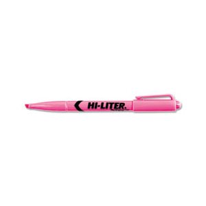 HI-LITER Pen-Style Highlighter, Chisel Tip, Fluorescent Pink Ink, Dozen